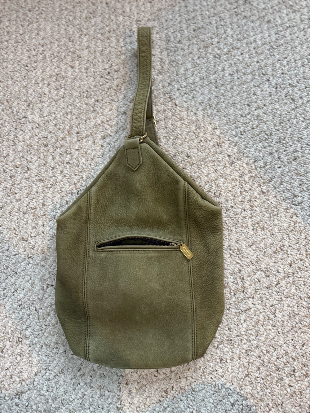 RARE Vintage 90s Coach Sonoma Flat Pack Sling Bag 4944 USA Made Sage Nubuck - Picture 8 of 9